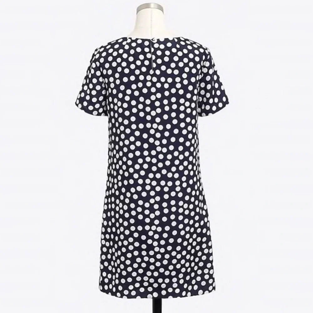 J. Crew Women’s Printed Short Sleeve Gallery Dress in Navy Small Dot Size 10